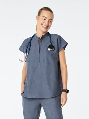 Figs Womens Rafaela XXS Scrub Top - Denim Blue